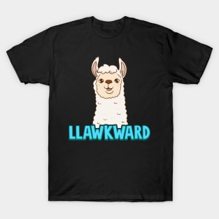 Cute & Funny Llawkward Awkward Llama Pun Lama T-Shirt